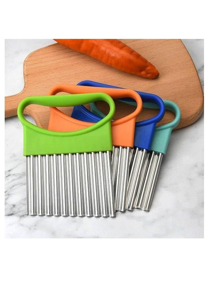 Stainless Steel Potato and Pickle Cutter with Plastic Handle - Sharp Edges and Precision Cutting 3 Colors Mk (Orange) - Image 2
