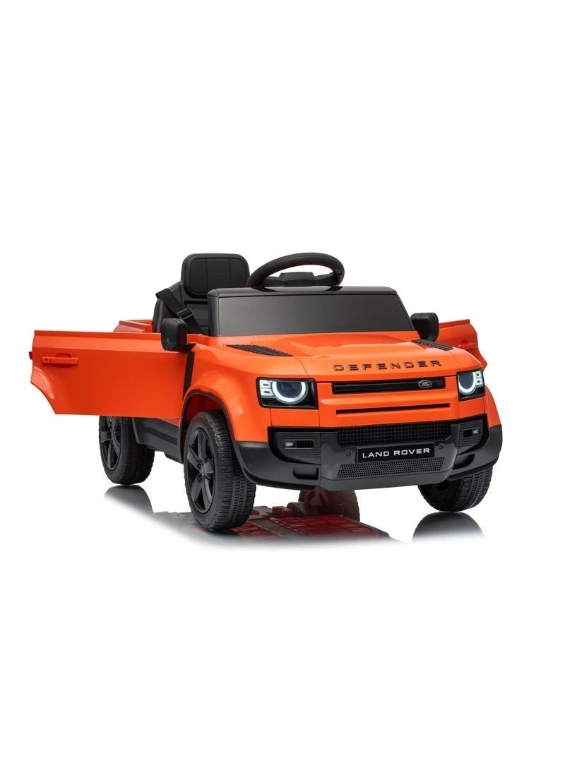 LAND ROVER Defender 12V Electric Ride-On Car | Kids Car with 2.4G Remote Control, LED Lights, Music & Slow Start | 4-Wheel Suspension | Orange - Image 2