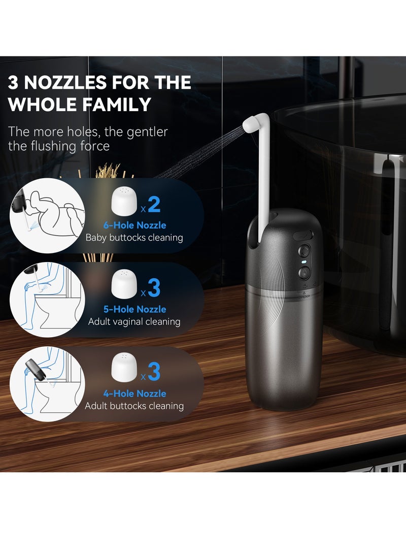 Fanski Portable Bidet for Travel,Handheld Bidet High Pressure Electric Sprayer, 3 Pressure Settings, USB-C Rechargeable, Travel Bidet for Men Women Personal Hygiene/Postpartum Care(230ML, Black) - Image 3