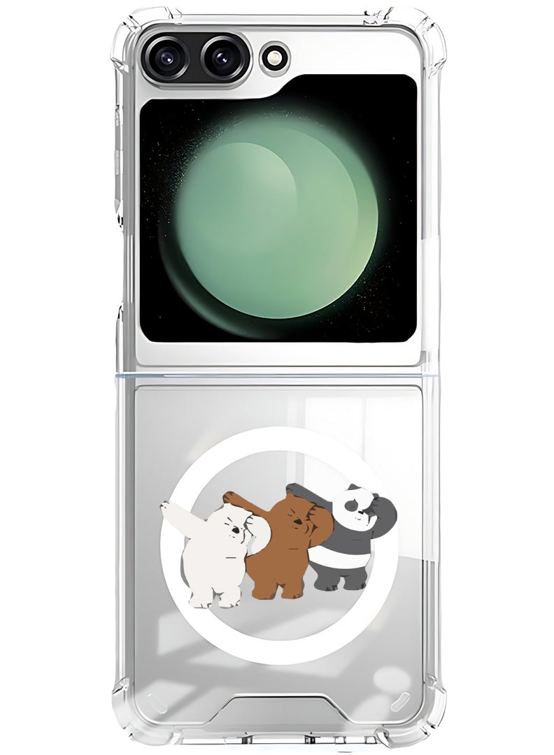 Theodor Magnetic Case for Samsung Galaxy Z Flip 5 Compatible with MagSafe Wireless Charging, Shockproof Phone Bumper Cover Bears dance - Image 1