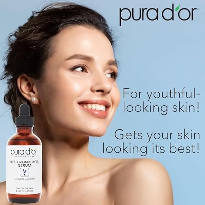 PURA D'OR 3.3 Oz Hyaluronic Acid Serum For Deep Hydration - Anti-Aging, Plumping & Moisturizing Formula For Smooth, Supple Skin - Natural Skincare Boost - Fine Lines & Wrinkle Reducer - Travel Size - Image 3