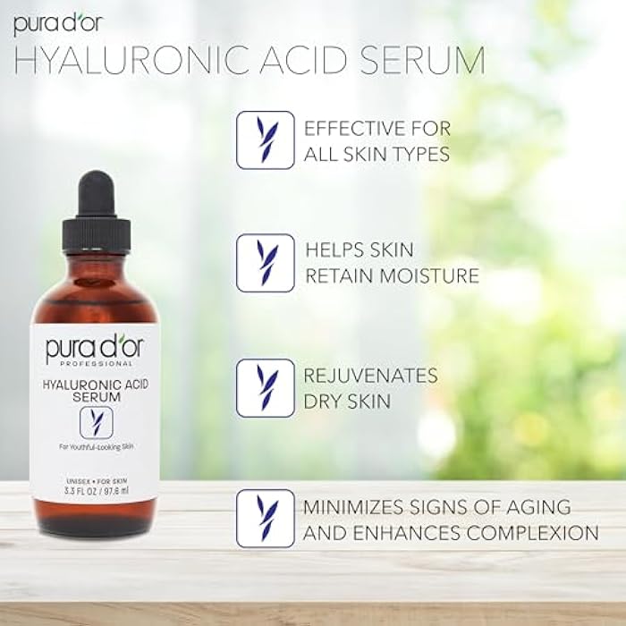 PURA D'OR 3.3 Oz Hyaluronic Acid Serum For Deep Hydration - Anti-Aging, Plumping & Moisturizing Formula For Smooth, Supple Skin - Natural Skincare Boost - Fine Lines & Wrinkle Reducer - Travel Size - Image 4
