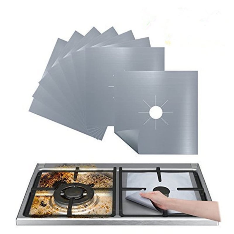 White Fruit Peach 5 Heat Resistant Non Stick Gas Stove Protector Liner Mat Pad Set of 4 - Image 2
