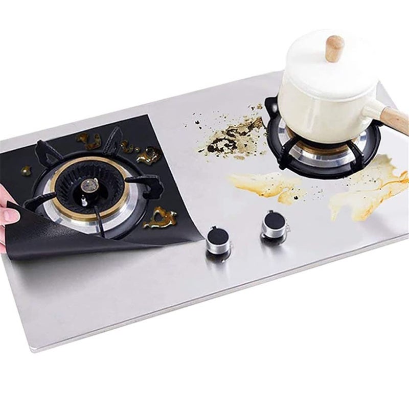 White Fruit Peach 5 Heat Resistant Non Stick Gas Stove Protector Liner Mat Pad Set of 4 - Image 4