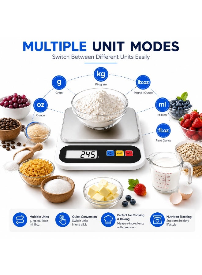 CANREAY Digital Kitchen Scale 10kg Food Weighing Scale, High Precision Electronic Weight Machine, Battery Operated (AAA), LCD Display, Gram & Ounce Measurement, Tare Function, Plastic Body, Cooking, Baking Diet Scale (Multi-colour) - Image 4