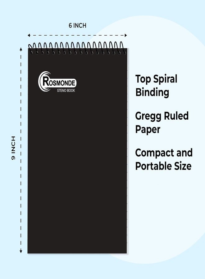 Rosmonde 12 Pack Spiral Steno Pads, 6 x 9, Gregg Rule, Black Steno Pad, Long Lasting - 80 Sheets (160 Pages), Top Spiral Notebook, Bulk Steno Notebook for Business, Top Spiral Steno Book for Office - Image 5