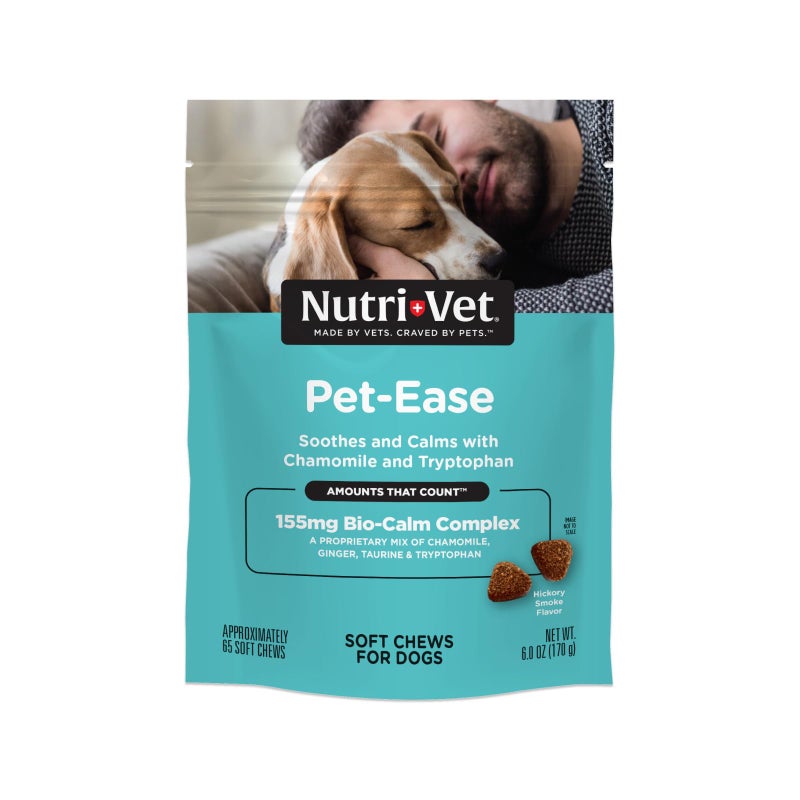 nutri vet Nutri-Vet Pet-Ease Soft Chews for Dogs, Vet Formulated with Chamomile & Tryptophan to Soothe and Calm During Storms, Separation Anxiety, and Loud Noises, Dog Calming Supplement, 6.0 oz - Image 1