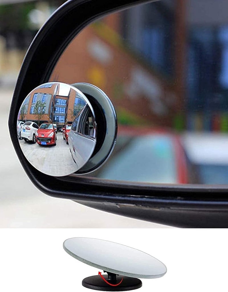 Detachi 3R-240 Car Glass Mirror Blind Spot, 360° Mirror, Rear View Convex Mirror, Parking Mirror For Car, Car Mirror Accessories Frameless 3R Original Suitable All Cars (Round 2-Pcs) Batch uniform stable quality - Image 1