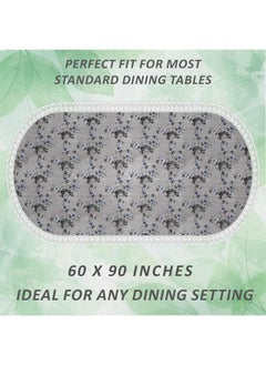 Kuber Industries Kuber Industries Flower Printed PVC 6 Seater Oval Shape Table Cover, Protector with White Lace Border, 60"x90" (Grey)  - Image 3