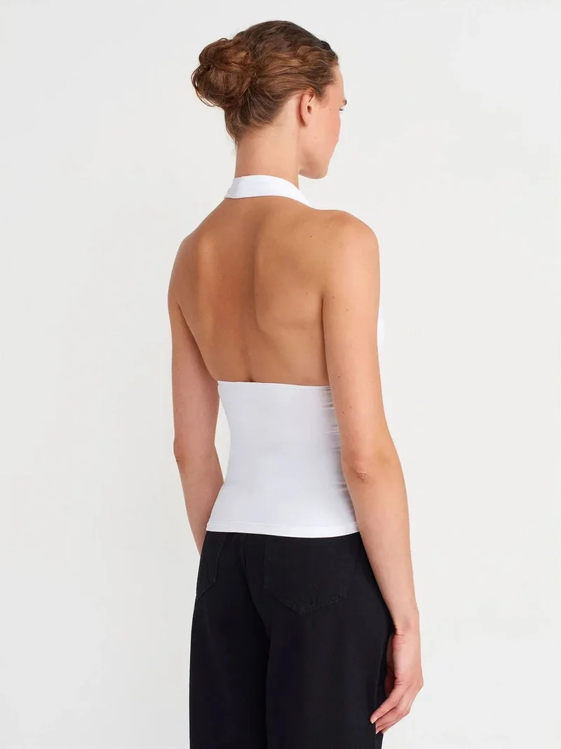 ديلفين DILVIN Slim-fit Halterneck Blouse