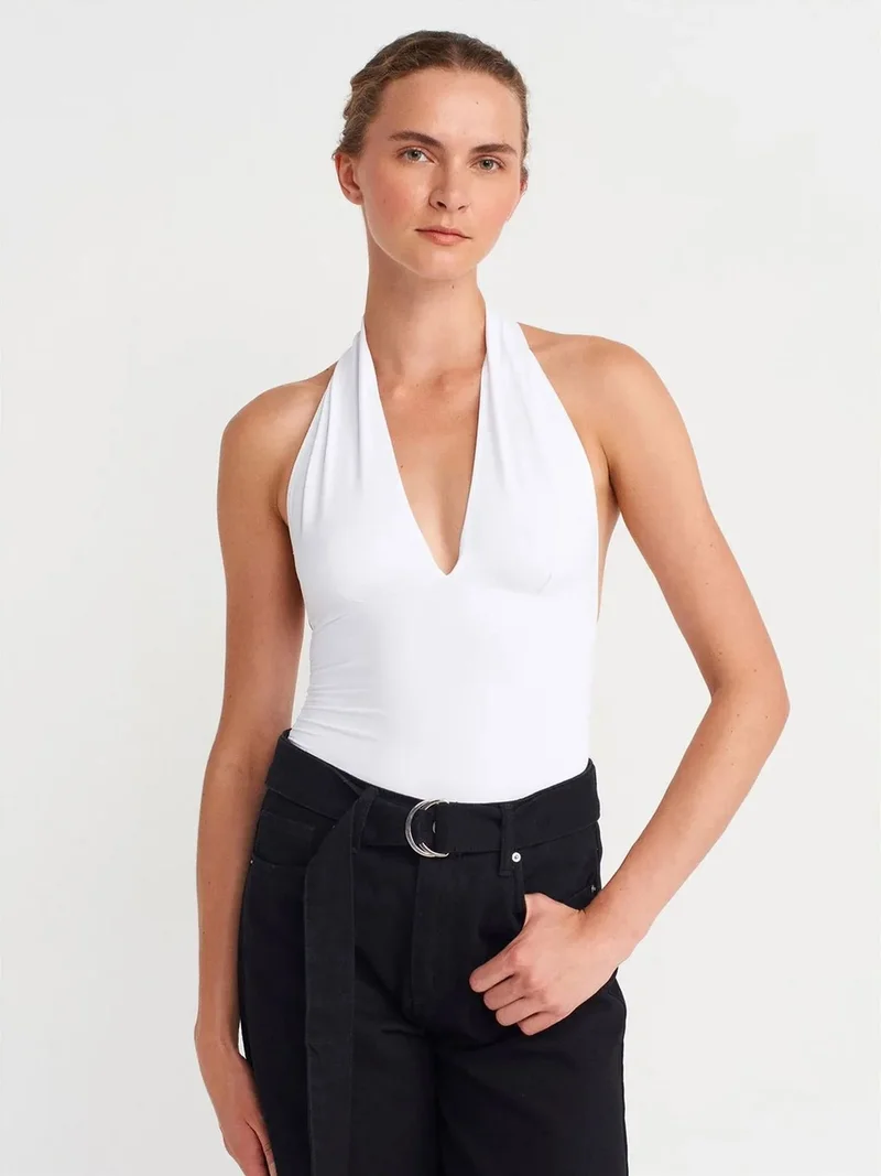 ديلفين DILVIN Slim-fit Halterneck Blouse