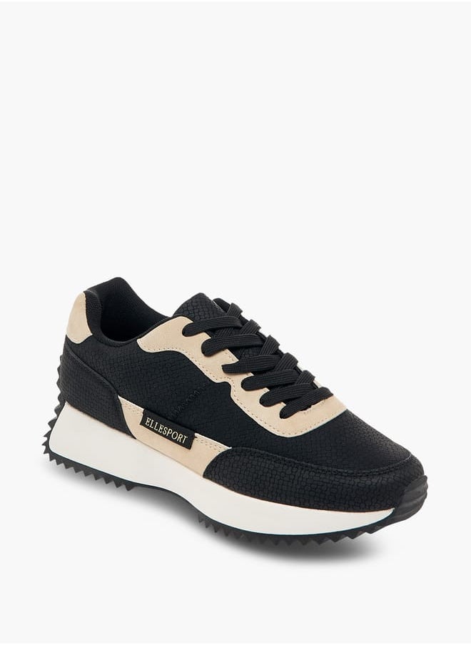 ELLE Women's Panelled Sneakers with Lace-Up Closure  - Image 1