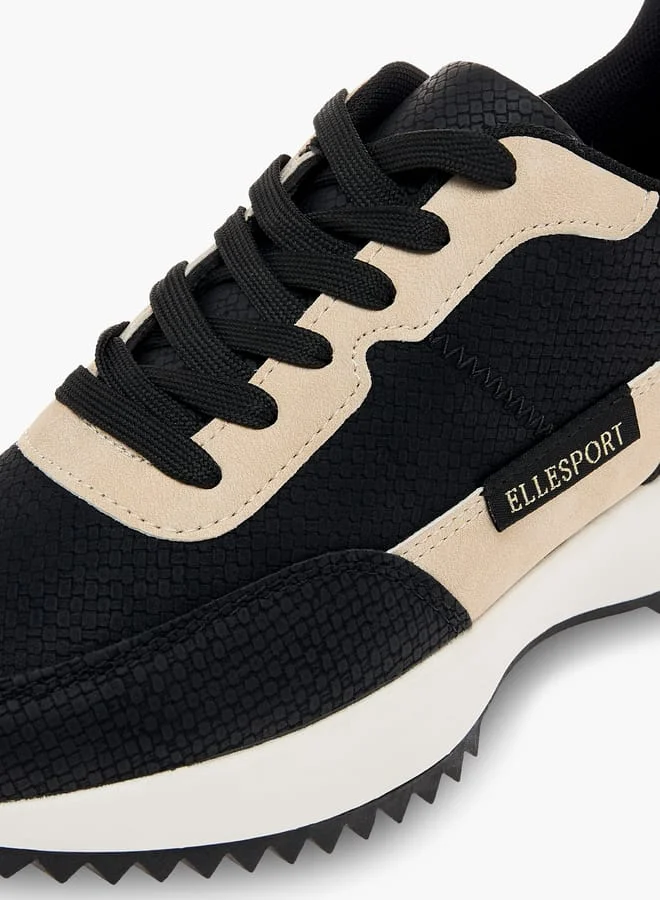 ELLE Women's Panelled Sneakers with Lace-Up Closure