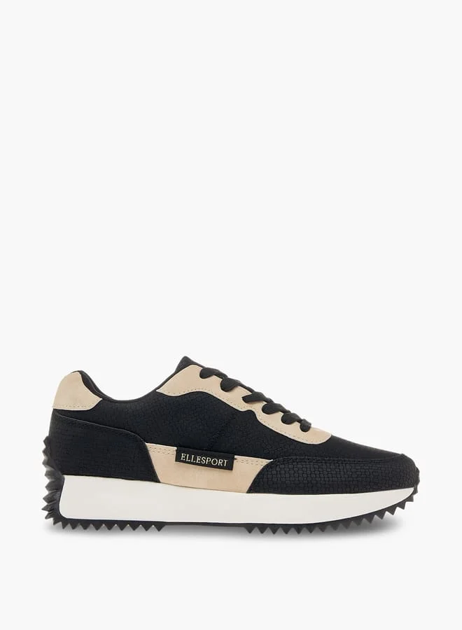 ELLE Women's Panelled Sneakers with Lace-Up Closure