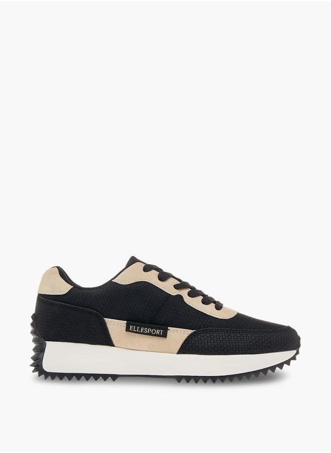 ELLE Women's Panelled Sneakers with Lace-Up Closure  - Image 3
