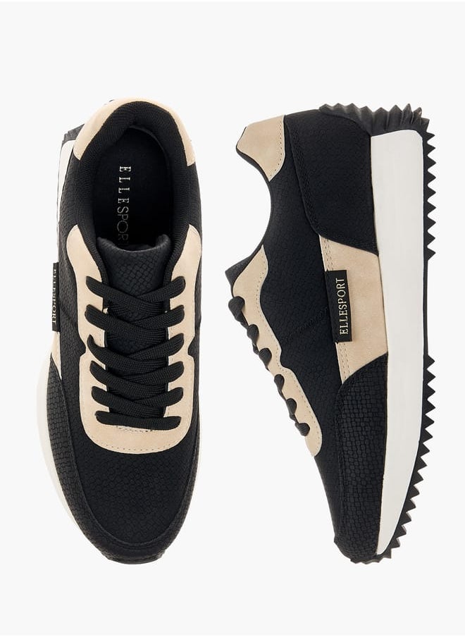 ELLE Women's Panelled Sneakers with Lace-Up Closure  - Image 2