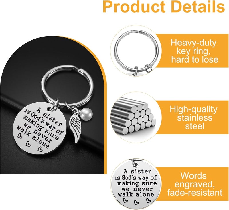 iJuqi Sister Gift - A Sister is God's Way of Making Sure We Never Walk Alone KeychainJewelry Christmas Birthday Gifts for Sisters from Sisters - Image 2