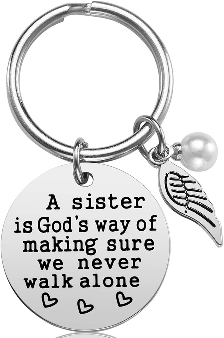 iJuqi Sister Gift - A Sister is God's Way of Making Sure We Never Walk Alone KeychainJewelry Christmas Birthday Gifts for Sisters from Sisters - Image 1