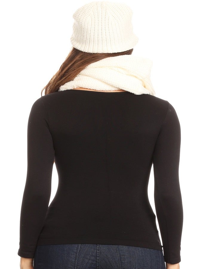 Sakkas 16139 - Balencia Cool Girl Long Wide Soft Fur Lined Infinity Scarf Beanie Hat Set - White - OS - Image 2