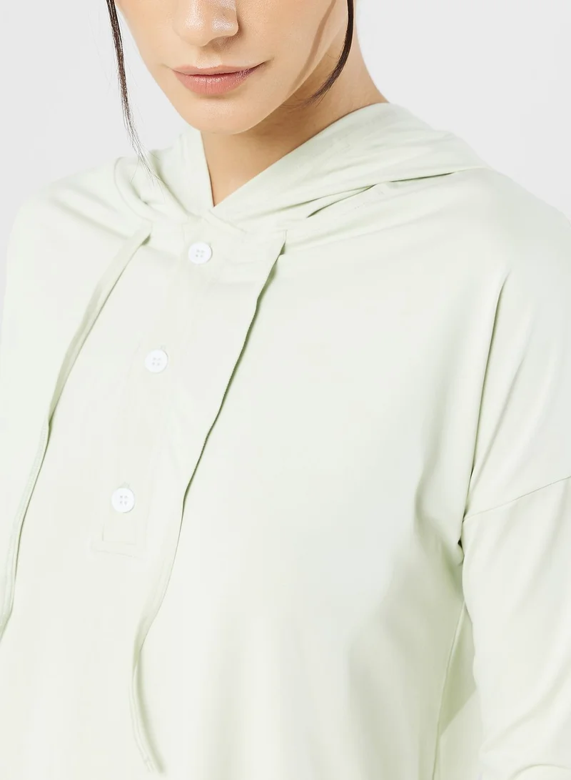 FRWD Button Detail Drawstring Hoodie