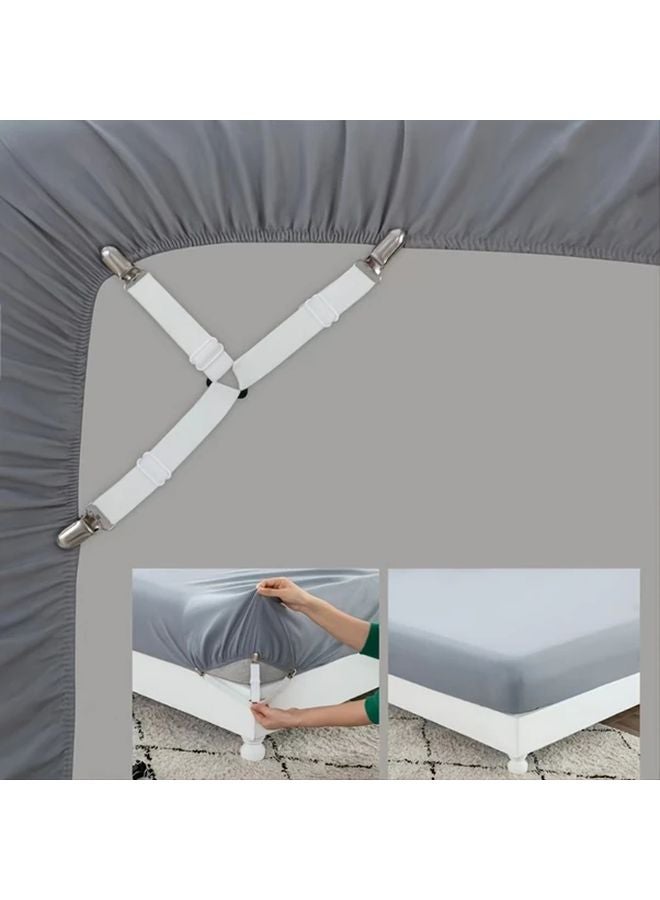 4Pcs Adjustable Fitted Sheet Clips Black And White Universal RV Bedding Straps For Cars Campers - Image 1