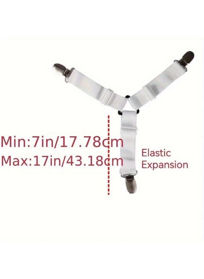 4Pcs Adjustable Fitted Sheet Clips Black And White Universal RV Bedding Straps For Cars Campers - Image 2