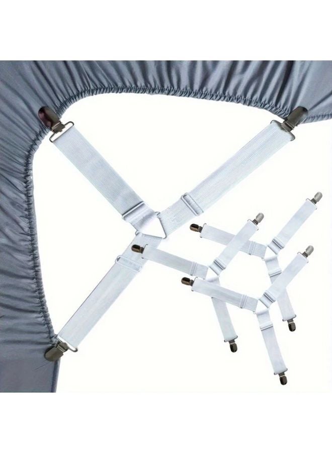 4Pcs Adjustable Fitted Sheet Clips Black And White Universal RV Bedding Straps For Cars Campers - Image 3