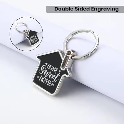 Giftana Home Sweet Home Keychain for Men and Women, House Design Metal Keychains, Silver Keyring, Housewarming Gifts Key Chain Real Estate Gifts Buying and Selling Keychain (Black,Silver) - Image 4