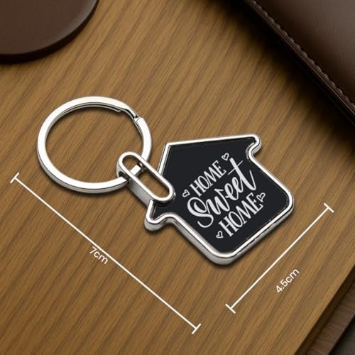 Giftana Home Sweet Home Keychain for Men and Women, House Design Metal Keychains, Silver Keyring, Housewarming Gifts Key Chain Real Estate Gifts Buying and Selling Keychain (Black,Silver) - Image 3