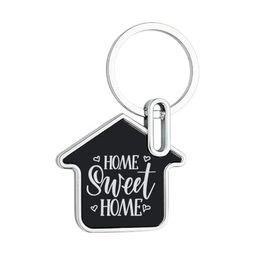 Giftana Home Sweet Home Keychain for Men and Women, House Design Metal Keychains, Silver Keyring, Housewarming Gifts Key Chain Real Estate Gifts Buying and Selling Keychain (Black,Silver) - Image 1