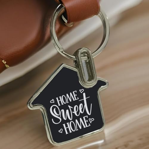 Giftana Home Sweet Home Keychain for Men and Women, House Design Metal Keychains, Silver Keyring, Housewarming Gifts Key Chain Real Estate Gifts Buying and Selling Keychain (Black,Silver) - Image 5
