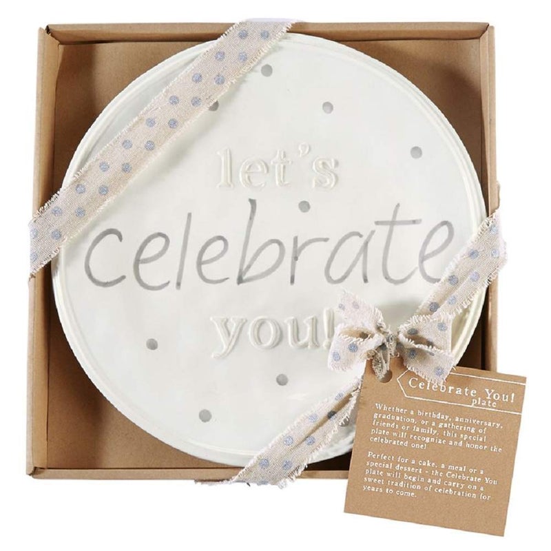 Mud Pie Celebrate You Dinner Plate White 11 12 dia