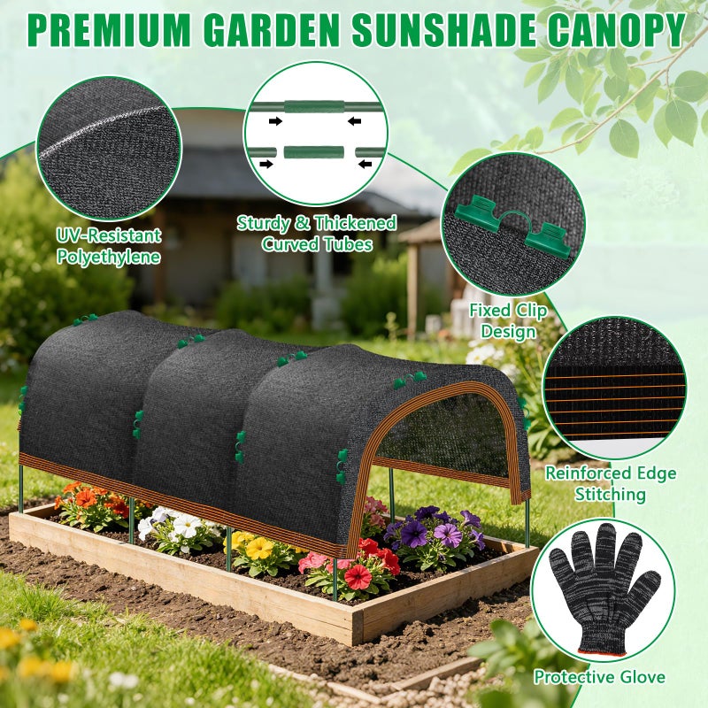 KJX 79"x40" Garden Shade Kit, 70% Garden Sun Shade Cloth with Hoops for Plants Heat Protection, Raised Garden Bed Shade Cover Plant Sun Shade for Outdoor Plants Vegetables - Image 3