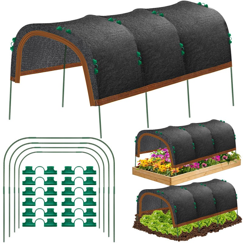 KJX 79"x40" Garden Shade Kit, 70% Garden Sun Shade Cloth with Hoops for Plants Heat Protection, Raised Garden Bed Shade Cover Plant Sun Shade for Outdoor Plants Vegetables - Image 1
