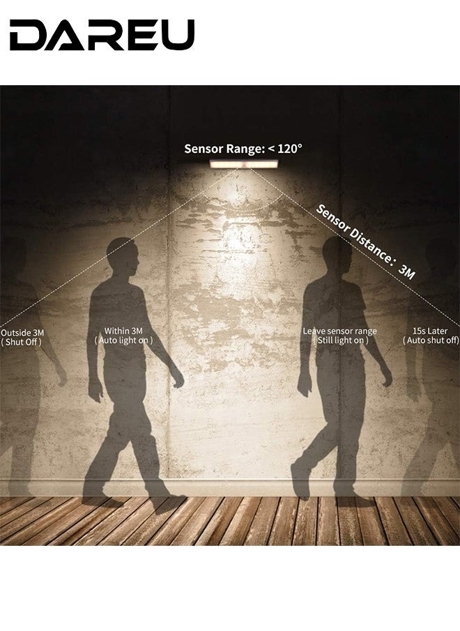Motion Sensor LED Night Lights, USB Rechargeable Closet Lighting, Warm White, Stick-on Anywhere with Magnetic & Adhesive Mount, 3-Pack, 10 LEDs for Wardrobe, Bathroom, Hallway, Storage Spaces
