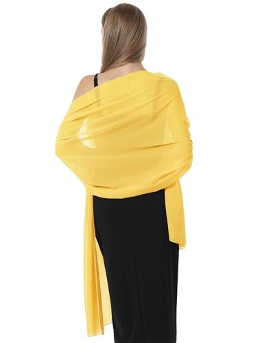 Hotshawl Chiffon Shawls and Wraps for Evening Dresses Women Elegant Soft Scarf Bridal Scarve Wedding Stole (Yellow Gold, One Size) - Image 5
