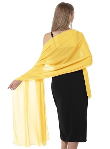 Hotshawl Chiffon Shawls and Wraps for Evening Dresses Women Elegant Soft Scarf Bridal Scarve Wedding Stole (Yellow Gold, One Size) - Image 4