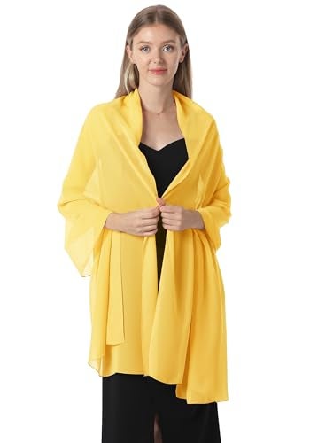 Hotshawl Chiffon Shawls and Wraps for Evening Dresses Women Elegant Soft Scarf Bridal Scarve Wedding Stole (Yellow Gold, One Size) - Image 3
