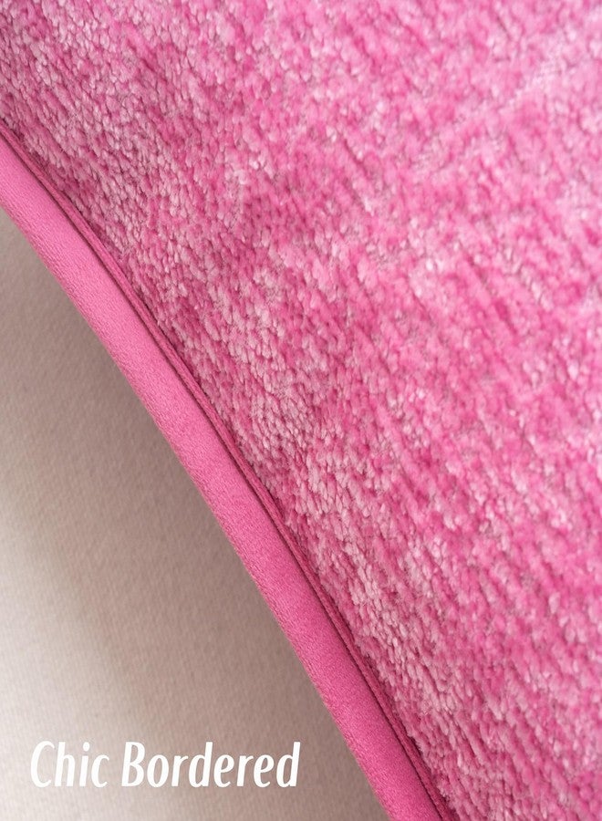 FUTEI Hot Pink Chenille Throw Pillow Covers 18x18 Inch Set of 2,Soft Cozy Bound Edge Design Cushion Case,Home Decor for Couch Bed Living Room - Image 3