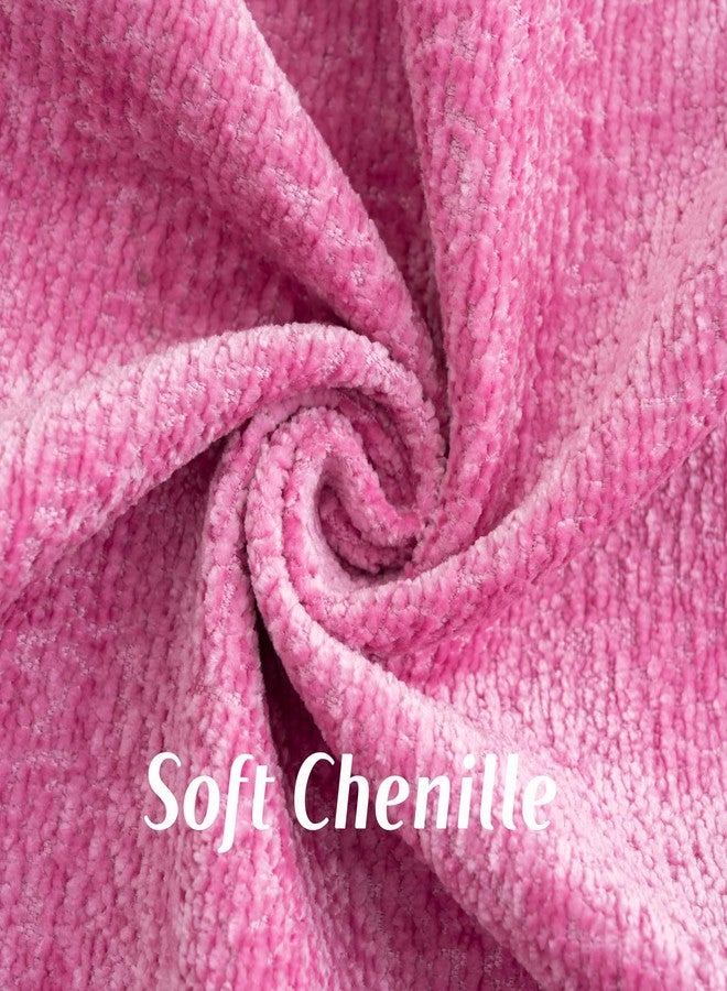 FUTEI Hot Pink Chenille Throw Pillow Covers 18x18 Inch Set of 2,Soft Cozy Bound Edge Design Cushion Case,Home Decor for Couch Bed Living Room - Image 2