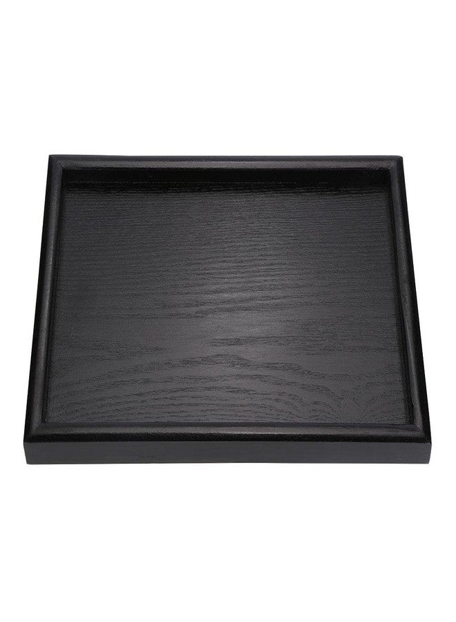 Haofy Solid Wood Serving Tray Rectangle Non-Slip Tea Coffee Snack Plate Food Meals Serving Tray with Raised Edges for Home Kitchen Restaurant(11.81x7.87x0.79, Black) - Image 1