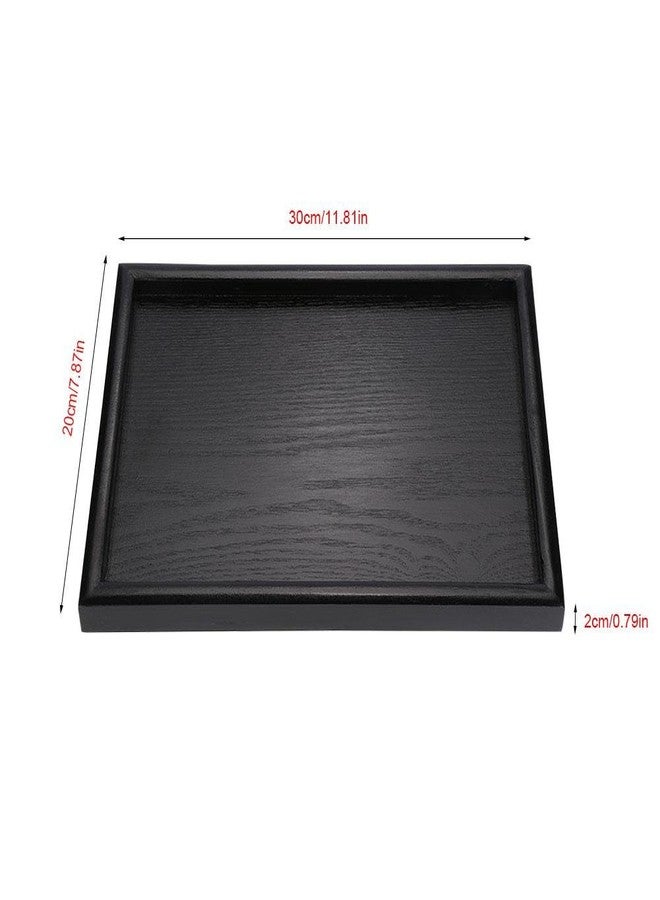 Haofy Solid Wood Serving Tray Rectangle Non-Slip Tea Coffee Snack Plate Food Meals Serving Tray with Raised Edges for Home Kitchen Restaurant(11.81x7.87x0.79, Black) - Image 5