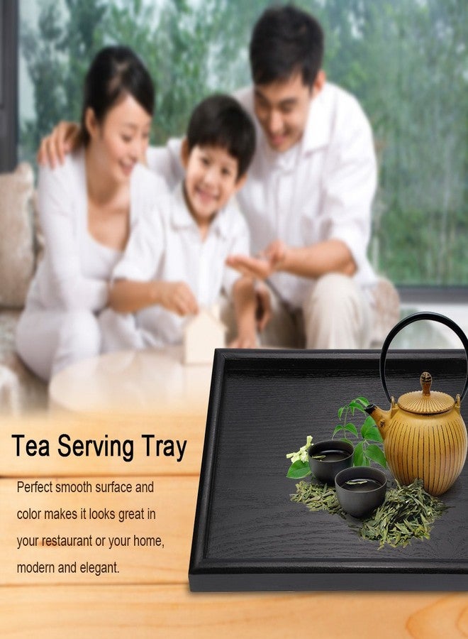 Haofy Solid Wood Serving Tray Rectangle Non-Slip Tea Coffee Snack Plate Food Meals Serving Tray with Raised Edges for Home Kitchen Restaurant(11.81x7.87x0.79, Black) - Image 2