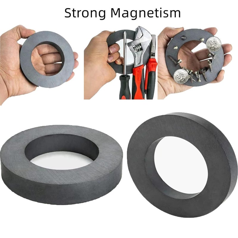 AOMAG Ferrite Ring Magnet, 4In Dia, Big Round Circle Ceramic Magnets with Hole, Strong Large Donut Circular Magnetic Ring Heavy Duty for DIY, Crafts Speaker Creative Hobbies Science - Image 5