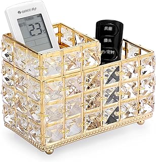 BTSKY BTSKY Crystal Remote Control Holder 2 Slots Desktop Organizer Multi-Function Desk Stationery Storage Box Decorative  - Image 1