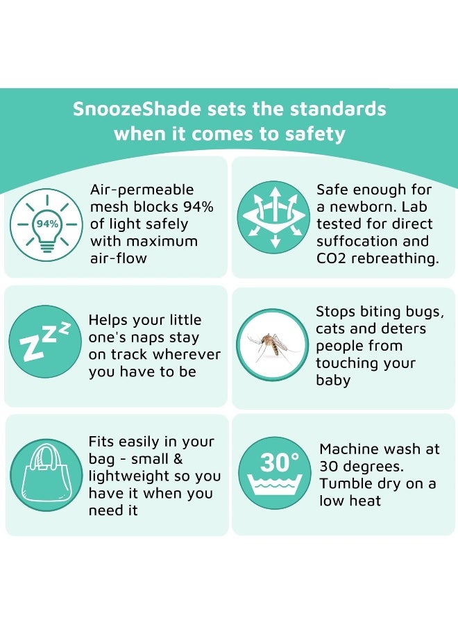 SnoozeShade Plus Extra Universal Fit Baby and Toddler Buggy & Stroller Sun Shade and Sleep Aid - Image 5