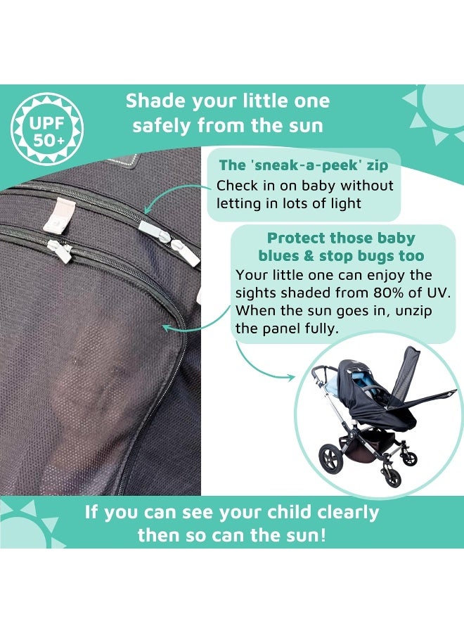 SnoozeShade Plus Extra Universal Fit Baby and Toddler Buggy & Stroller Sun Shade and Sleep Aid - Image 4