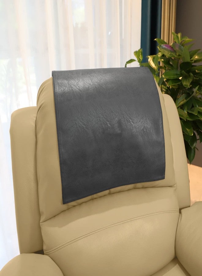 AmazeCov Headrest Cover for Furniture Slipcovers,Faux Leather Headrest Protector for Recline Chair Vinyl Head Protector Cover for Sofa,Theater Seat Cover for Home & Office 17x27 Inches, Dark Gray - Image 1