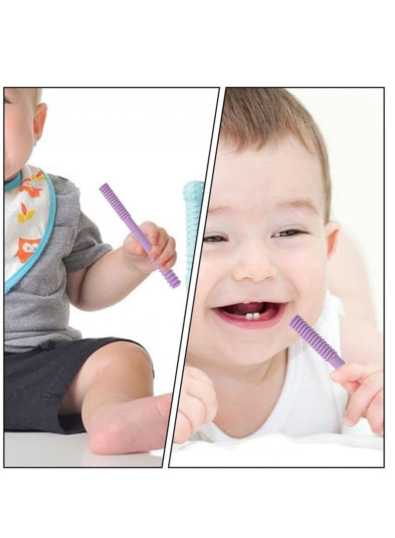 1 Set Hollow Teething Tubes Soft Silicone Baby Soothing Teether Toy Sensory Chew Straw Toy Molar Sticks with Cleaning Brush for Infants Nursing Biting Chewing - Image 3