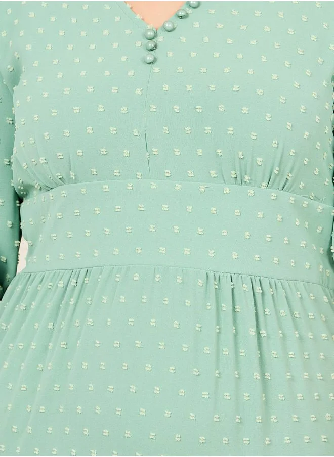 ستايلي Plus Button Detail Tiered Maxi Dress